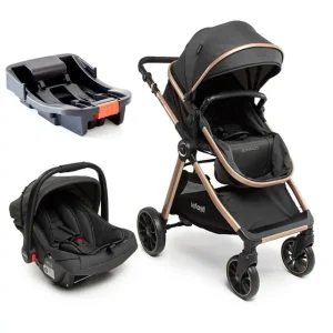 Kit Carrinho de Bebê Romanzo com Base - Preto Bronze