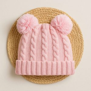 Touca para Bebê com Pompom – Quentinha, Fofa e Estilosa