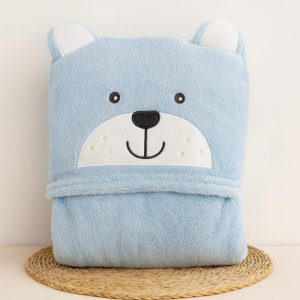 Manta Bebê Com Capuz 75cmx90cm - Ursinho Azul