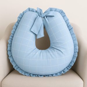 Almofada de Amamentação Xadrez  - Azul Bebê