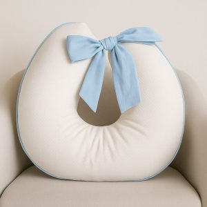 Almofada Amamentação Branco com Azul- 100% Algodão