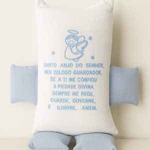 Almofadinha Oração Santo Anjo do Senhor Bebê - Azul