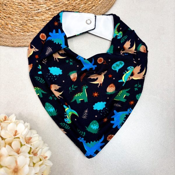 Bandana Impermeável para Bebê - Dinossauro Marinho
