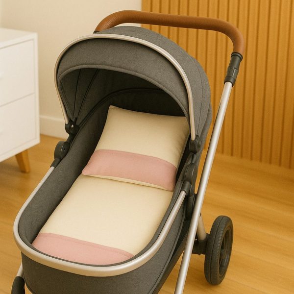 Colchonete para Carrinho Bebê - Bege Com Rose