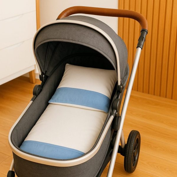 Colchonete para Carrinho Bebê - Branco Com Azul