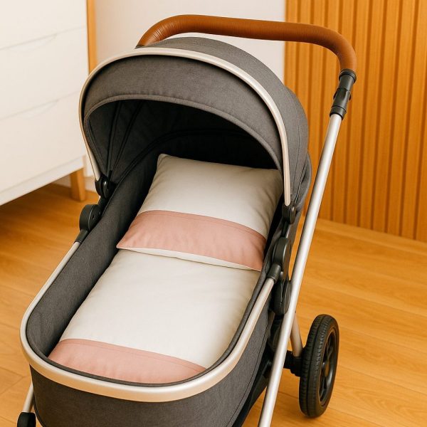 Colchonete para Carrinho Bebê - Branco Com Rose