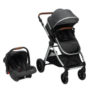 Kit Carrinho com Bebê Conforto Romanzo - Preto Granizo
