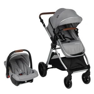 Kit Carrinho com Bebê Conforto Romanzo - Cinza