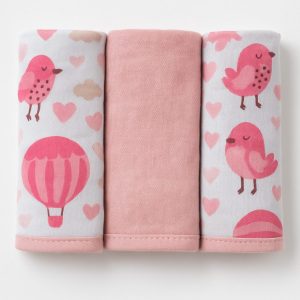 Paninho de Boca de Malha Passarinho Rosa - 100% Algodão