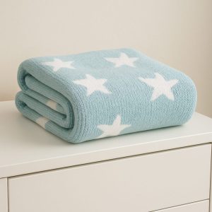 Manta Tricô Loani Azul Estrela – Leve e Aconchegante