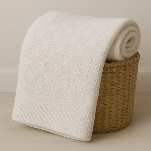 Manta de Tricô para Bebê 80x80cm - Branco