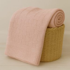 Manta de Tricô para Bebê 80x80cm - Rosa
