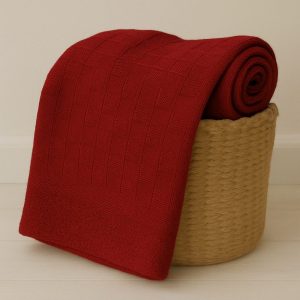 Manta de Tricô para Bebê 80x80cm - Vermelho