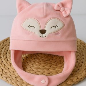 Touca Bebê Bordado Raposa Rosa - Plush