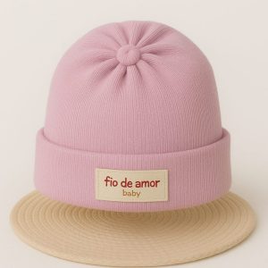 Touca Para Bebê Recém-nascido Tricô - Rosa Blush