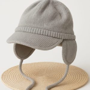 Touca Bebê Tricô Estilo Chaves - Cinza