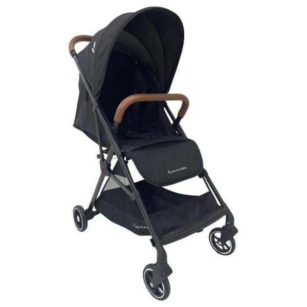 Carrinho de Bebê Compacto com Couro Marrom Dobrável