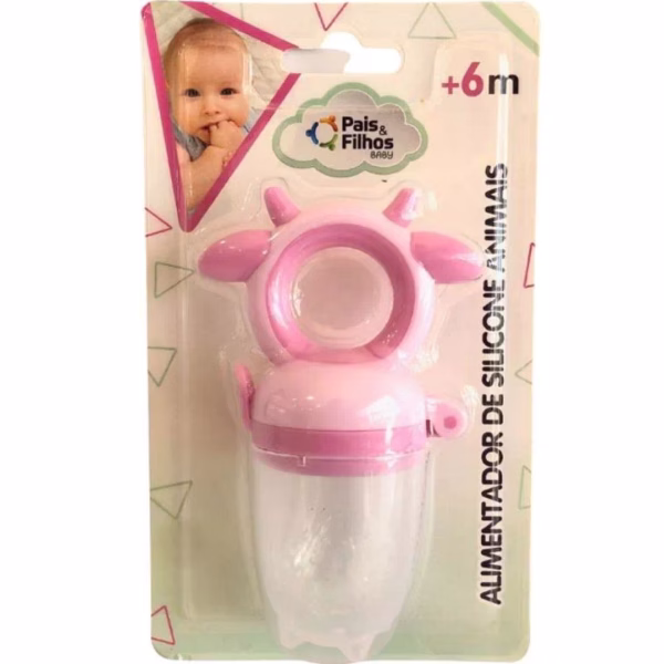 Porta Frutinha de Silicone Animais - Rosa