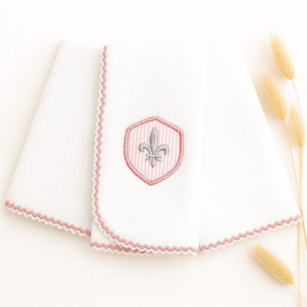 Kit Fralda de Boca Premium Bordada - Flor de Lis Listrada