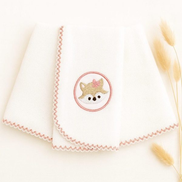 Kit Fralda de Boca Premium Bordada - Raposa Rose