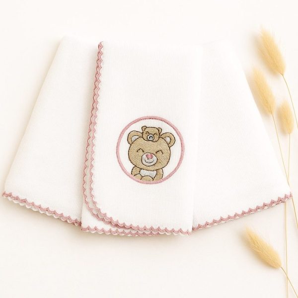 Kit Fralda de Boca Premium Bordada - Mamãe Ursa Rose
