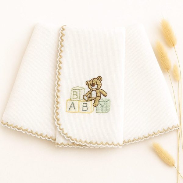 Kit Fralda de Boca Premium Bordada - Ursinho Baby