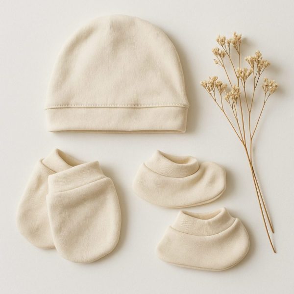 Kit Maternidade Bebê Suedine com Touca, Luvas e Meias – OFF