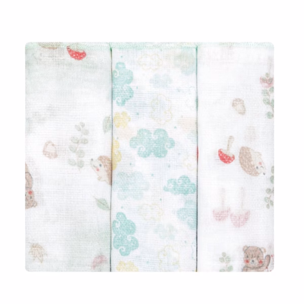 Pano de Boca Bebê Estampado 32cmx32cm - Floresta