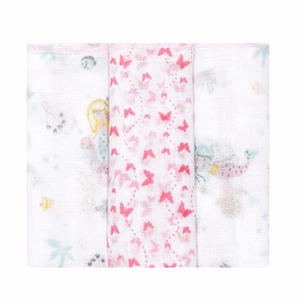 Pano de Boca Bebê Estampado 32cmx32cm - Sereia