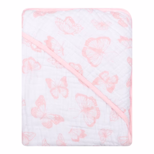 Toalha De Banho Soft Com Capuz Estampada 80cmx80cm - Borboletas
