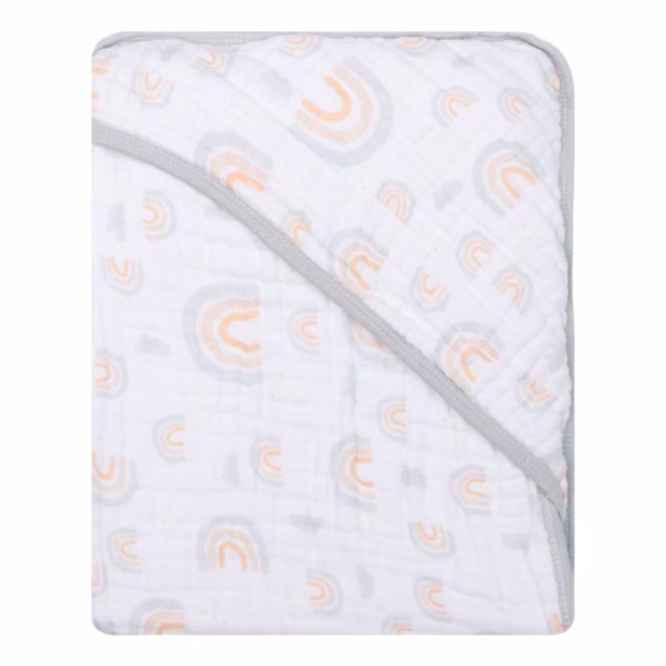 Toalha De Banho Soft Com Capuz Estampada 80cmx80cm - Arco-Íris Dourado