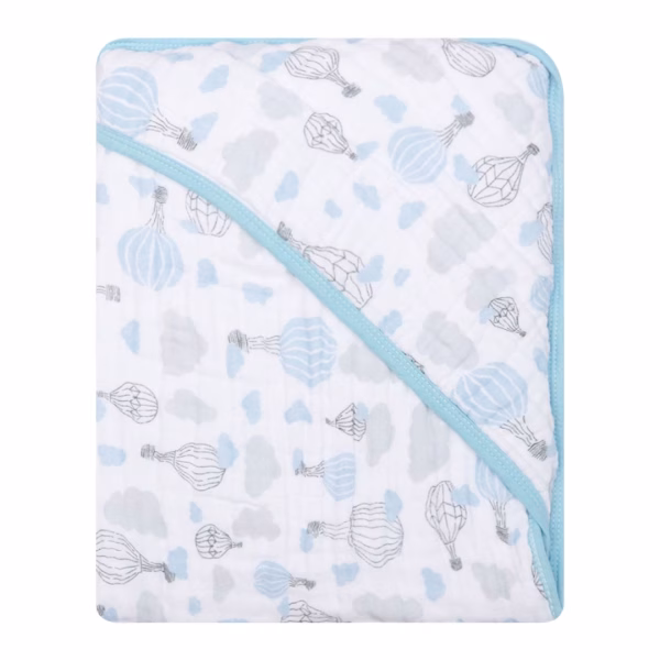 Toalha De Banho Soft Com Capuz Estampada 80cmx80cm - Balão Azul