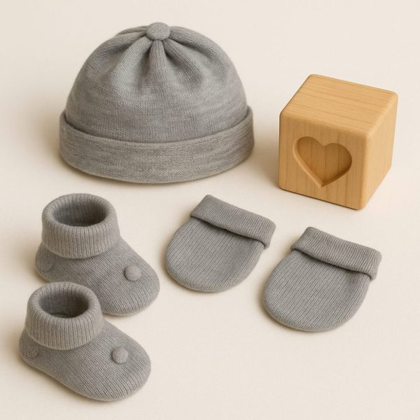 Kit Maternidade Bebê Tricot Pimpolho - Cinza Mescla