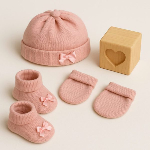 Kit Maternidade Bebê Tricot Pimpolho - Rose com Laço