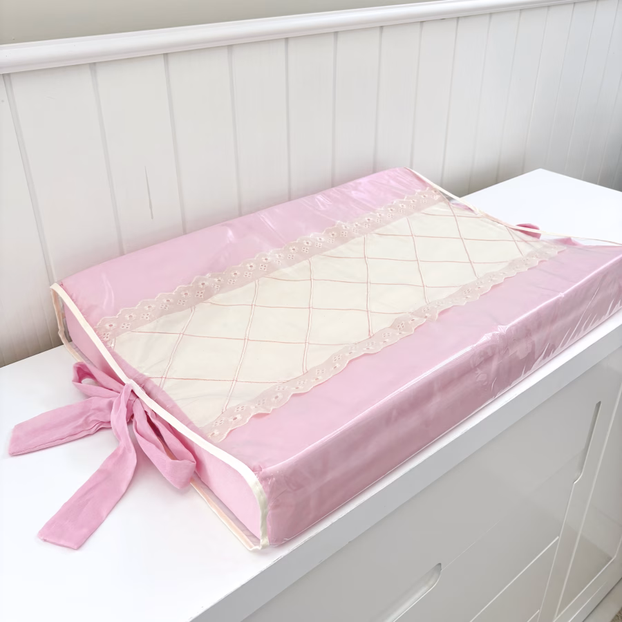 Trocador anatômico de cômoda para bebê impermeável - miguel baby rosa