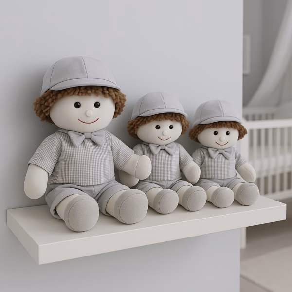 Kit Bonecos Decorativos para Quarto de Bebê – Menino Cinza