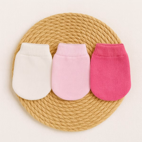 Kit 3 Pares Luva Bebê Recem Nascido - Rosa