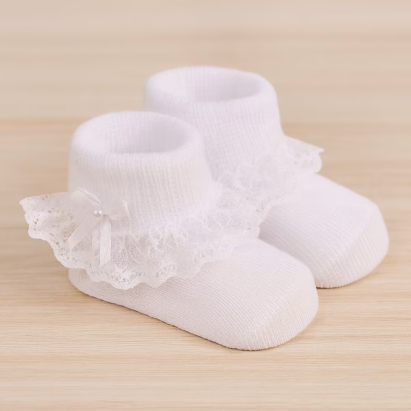 Kit Meia Bebê Com Detalhe - Rendinha