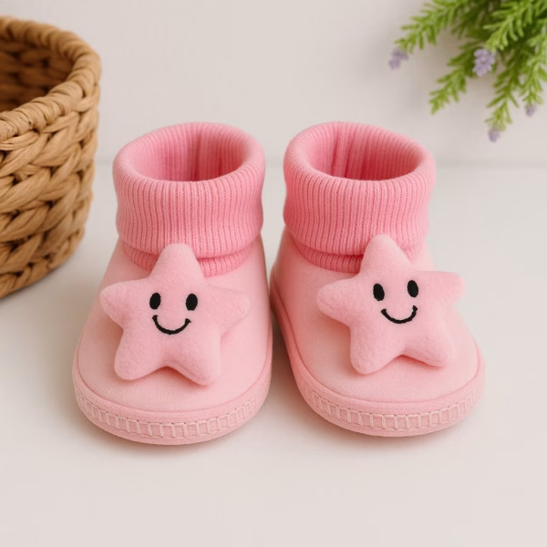 Pantufinha Bebê Estrelinha - Rosa