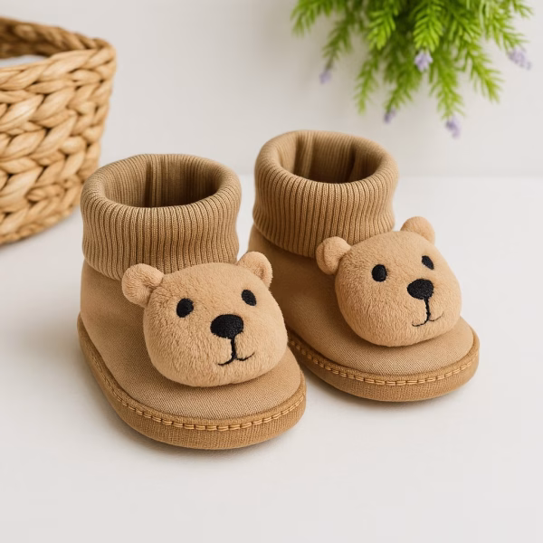 Pantufinha Bebê Ursinho - Bege