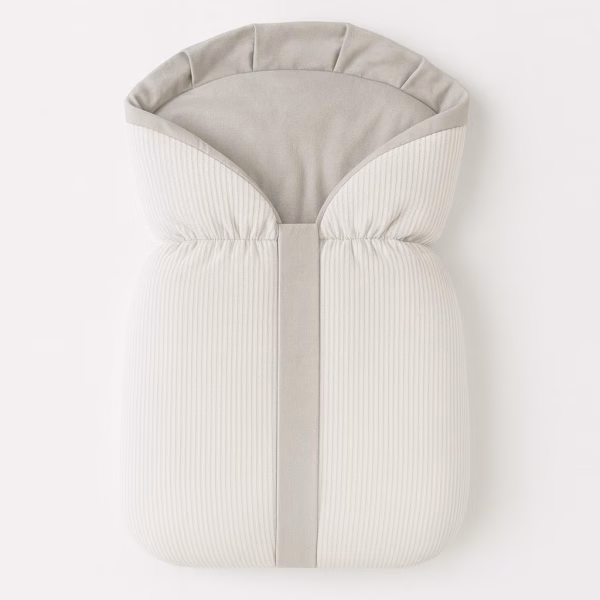 Saco para Dormir Bebê com Zíper - Branco detalhes em Cinza