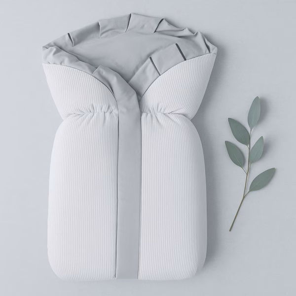 Saco para Dormir Bebê com Zíper - Branco detalhes em Cinza
