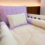 kit berço bebê tiquinho completo com linho ramos lilás 4