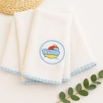 kit fralda de boca 100% algodão - barquinho