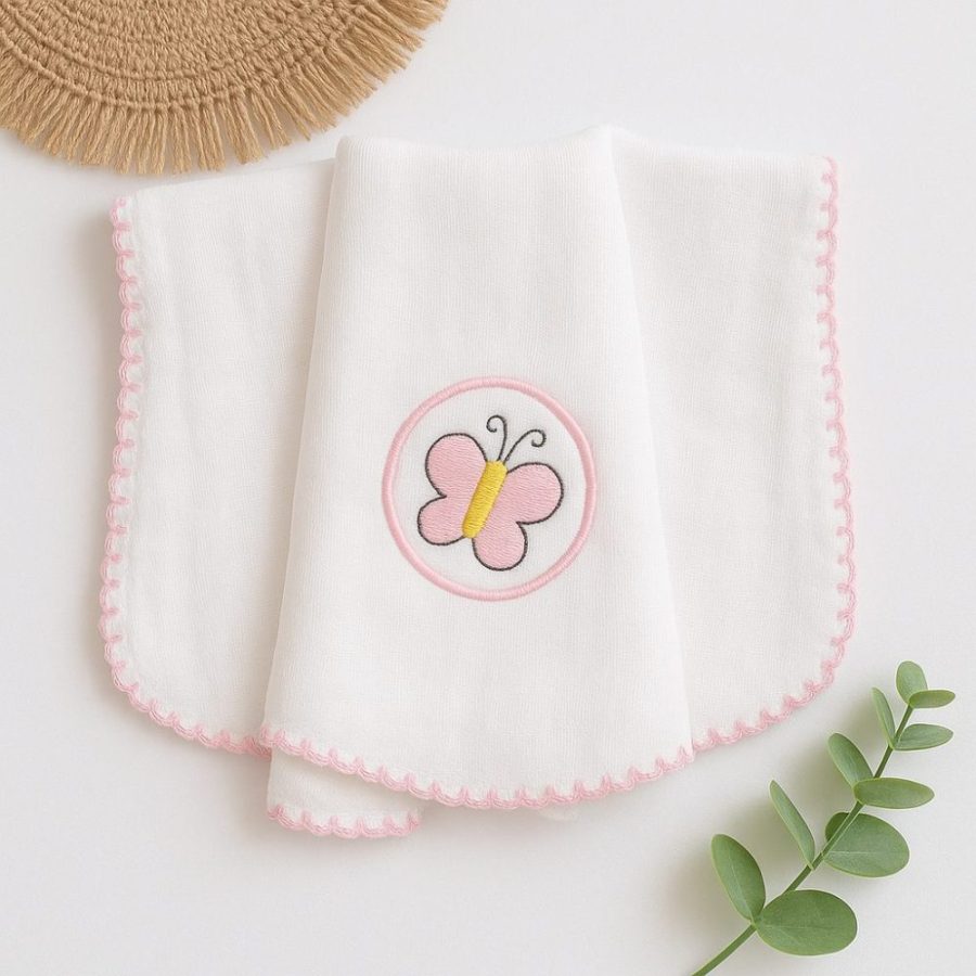 kit fralda de boca 100% algodão - borboleta