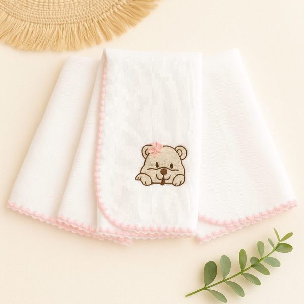 Kit Fralda de Boca Premium Bordada - Cachorrinha