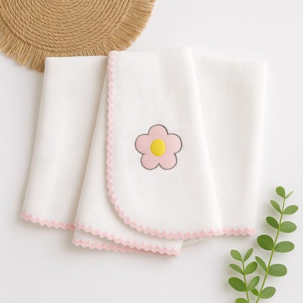 Kit Fralda de Boca Premium Bordada - Flor