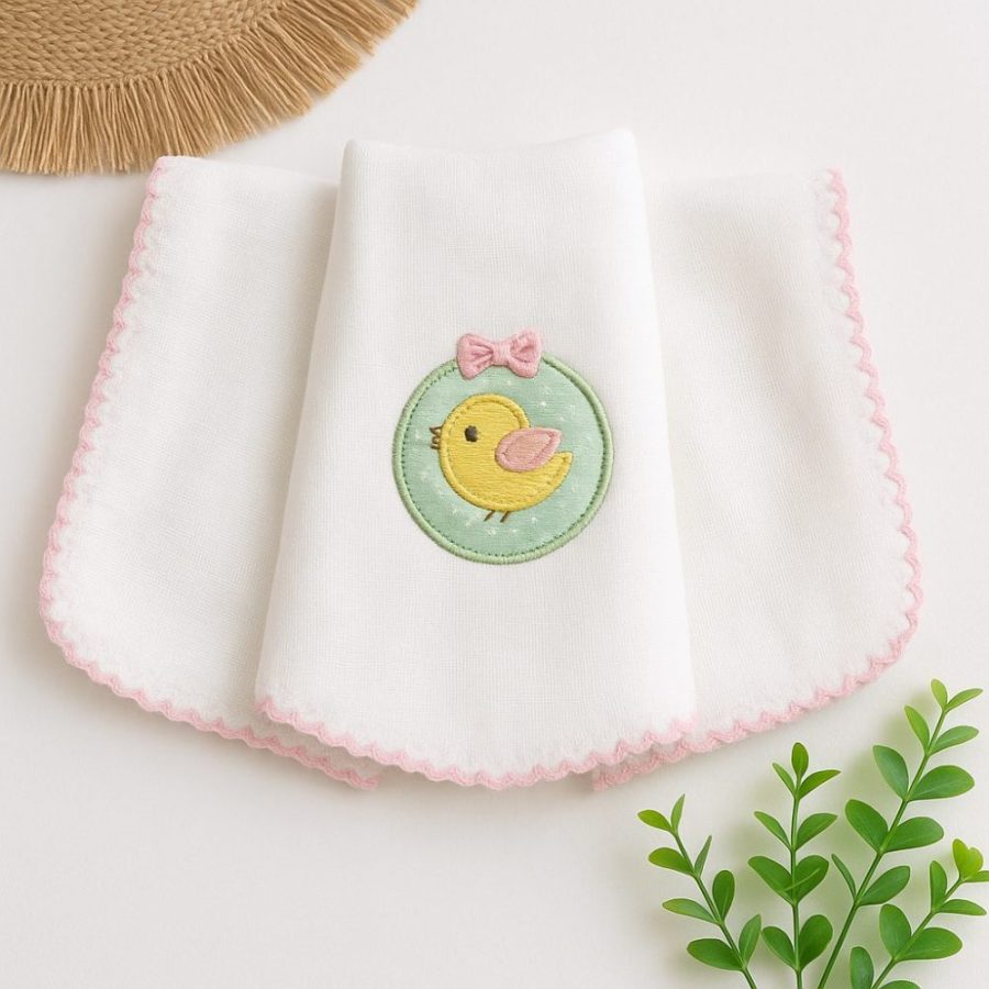 kit fralda de boca 100% algodão - passarinho