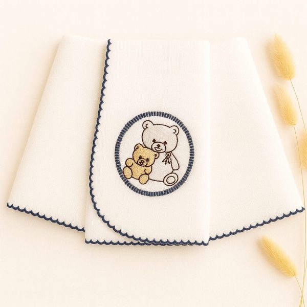 Kit Fralda de Boca Premium Bordada - Ursinhos Marinho