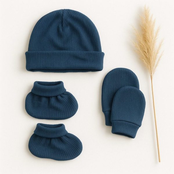 Kit Maternidade Bebê Canelado 100% Algodão – Marinho